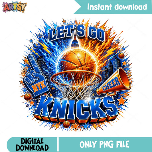 Lets Go Knicks PNG, New York Knicks Basketball, NBA Fan PNG