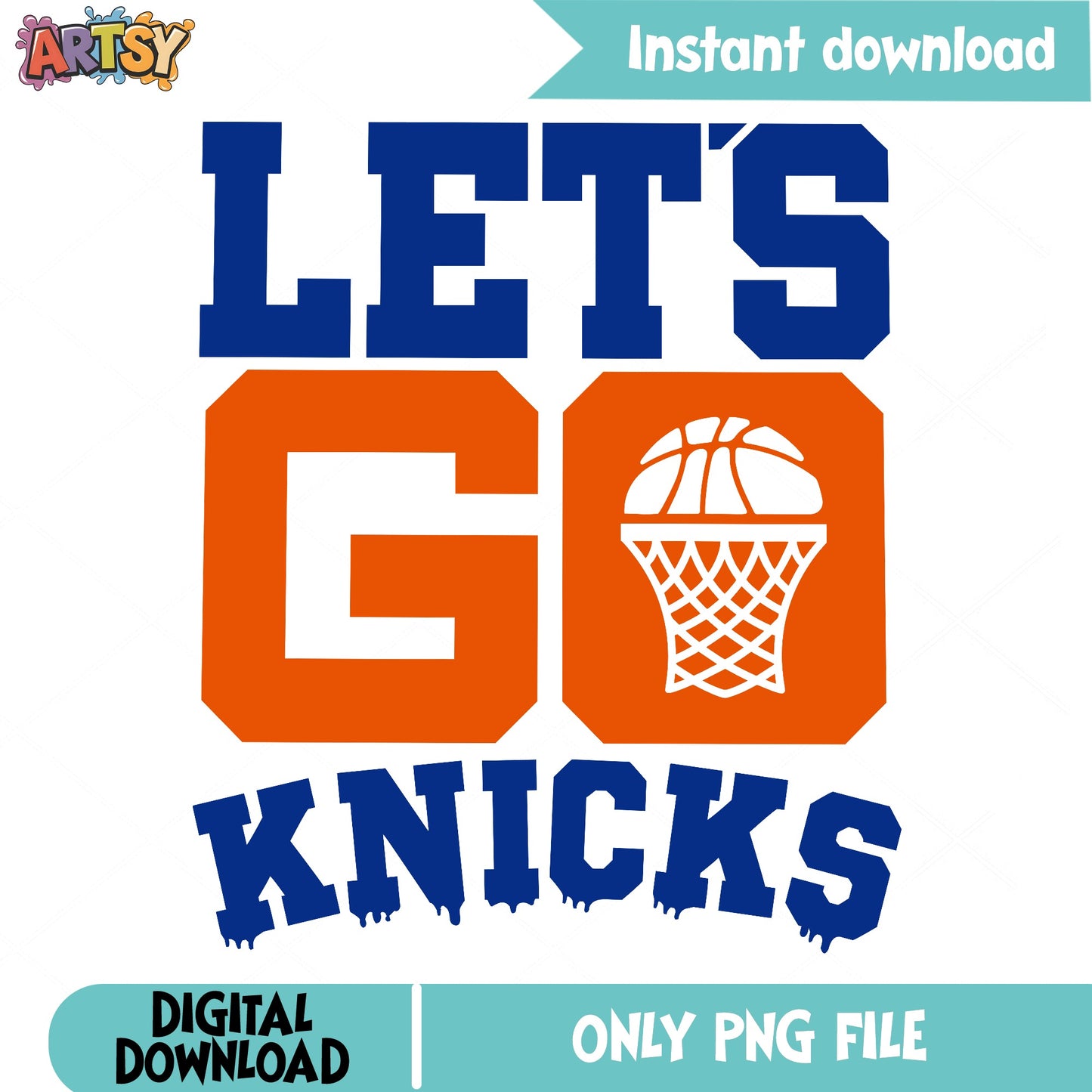 Lets Go Knicks PNG, New York Knicks Basketball PNG, NBA Fan PNG