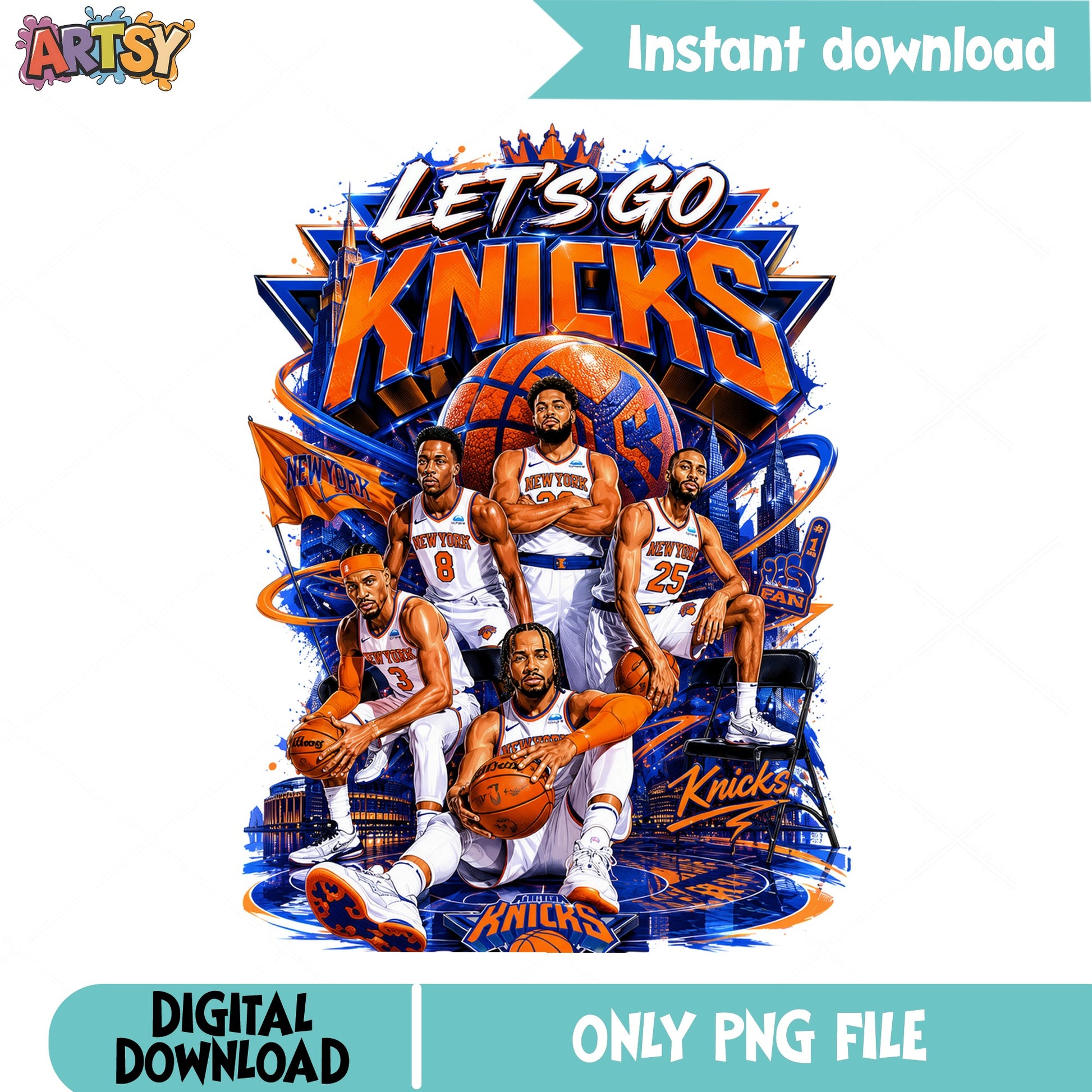 Lets Go Knicks PNG, New York Knicks Basketball PNG, NBA PNG