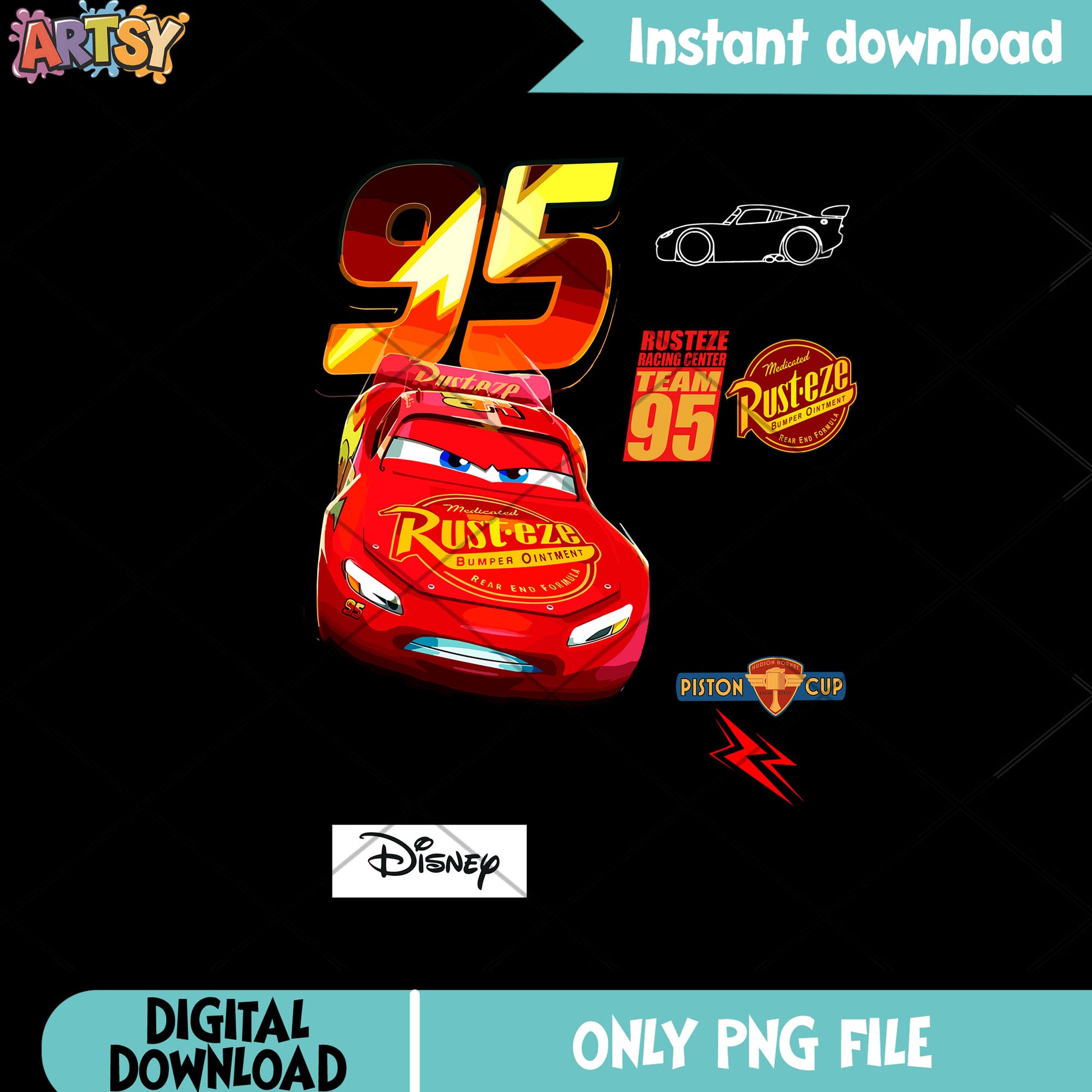Lightning McQueen race car png, race car movie png, Disney Pixar png