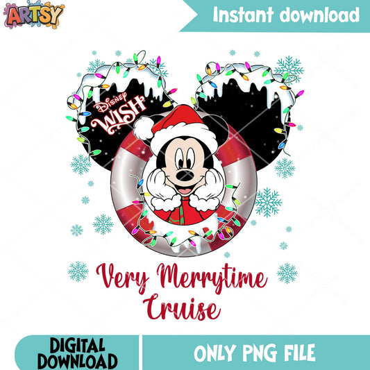 Light xmas mickey snow lifebuoy png, disney travel png, mickey mouse png