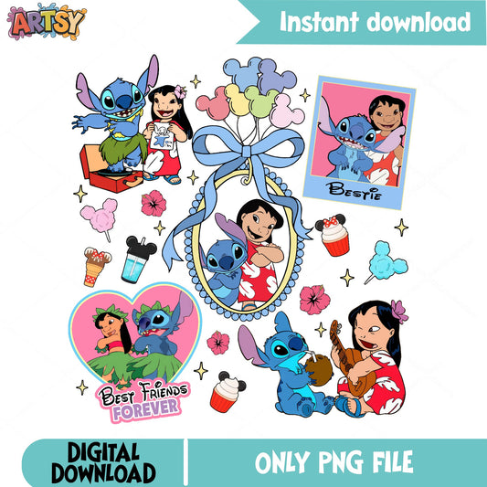 Lilo And Stitch PNG Bundle, Disney Stitch Bestie PNG, Stitch PNG