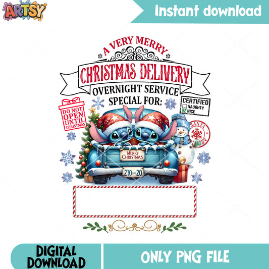 Lilo and stitch christmas gifts png, stitch png, disney christmas png