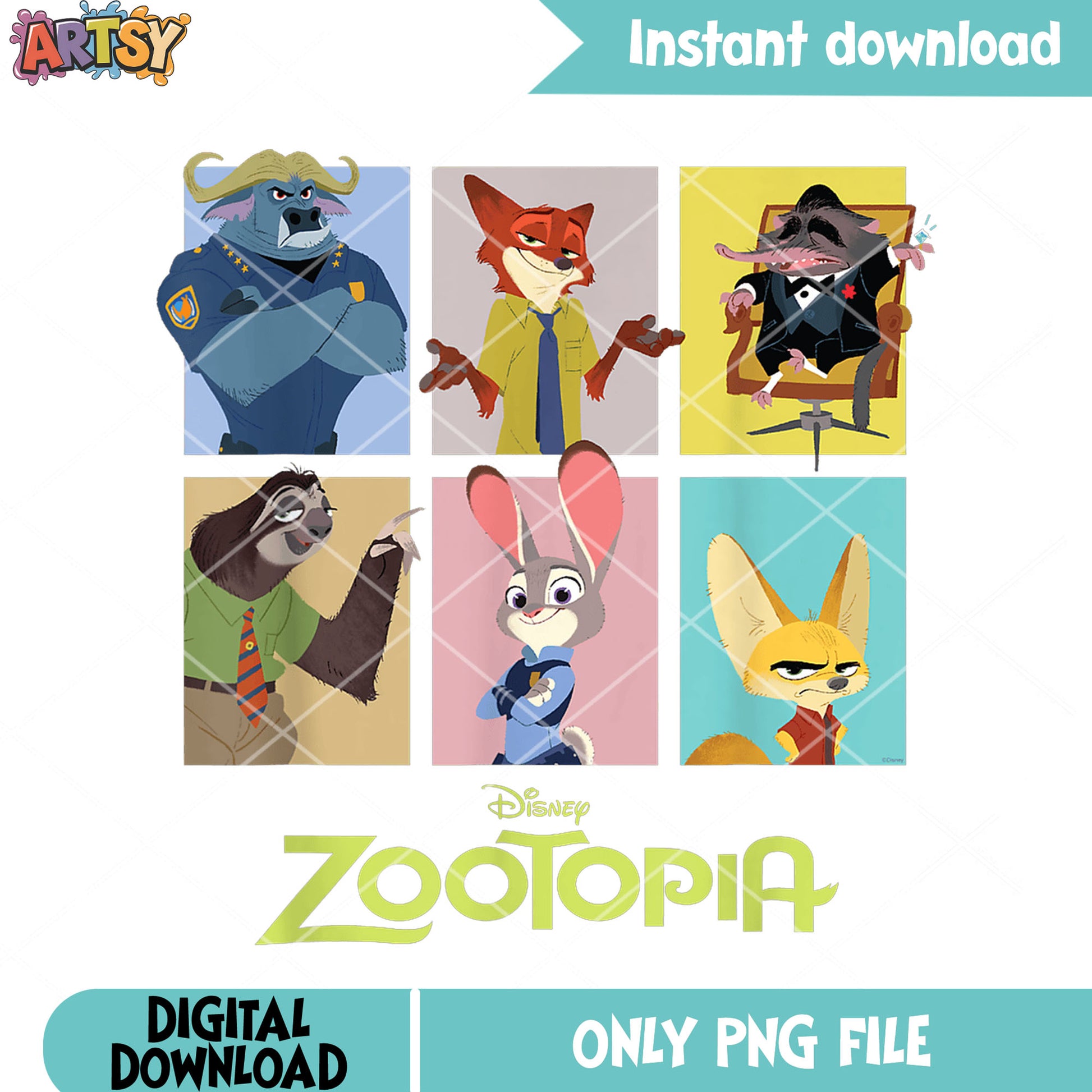 Lineup cast zootopia png, nick wilde png, zootopia disney png