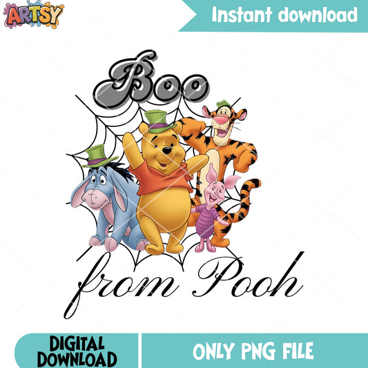 Line up character pooh winnie png, disney movie png, spider web png