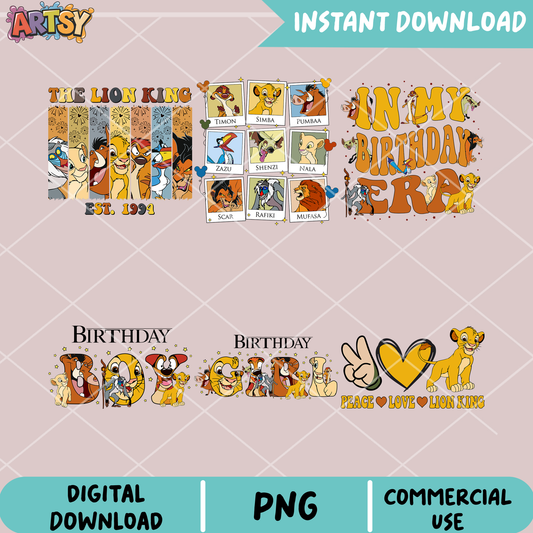 Lion king birthday png bundle, disney lion king png, simba friends png