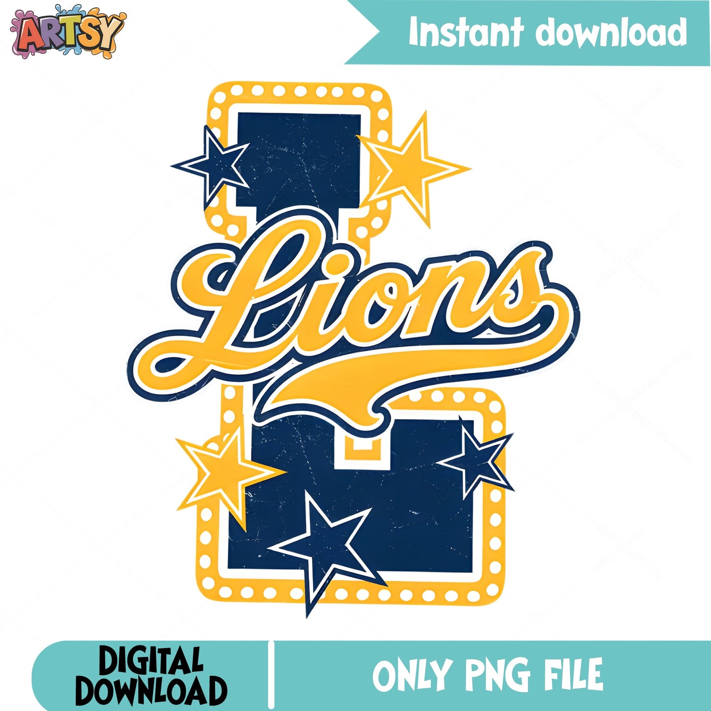 Lions Team Retro PNG, School Spirit Mascot PNG, Football PNG