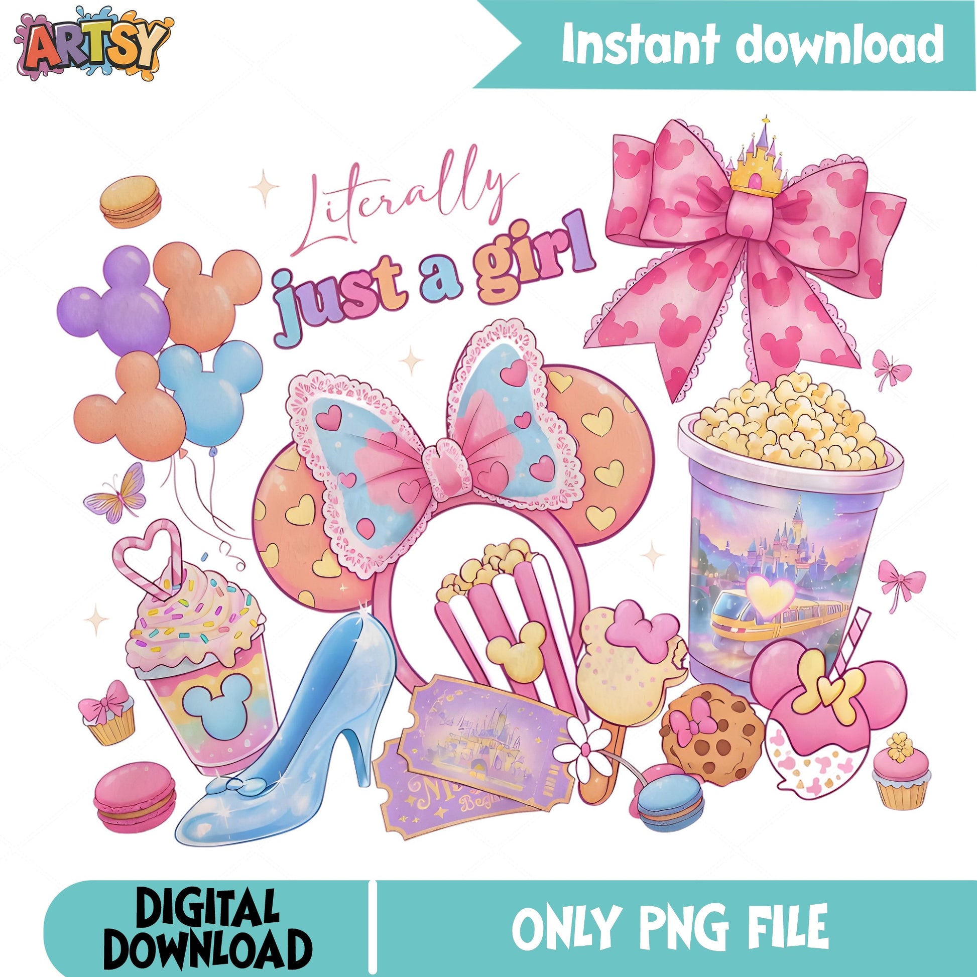 Literally Just A Girl Disney PNG, Minnie Mouse PNG, Disney Trip PNG