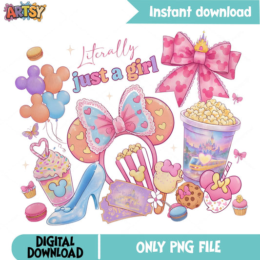 Literally Just A Girl Disney PNG, Minnie Mouse PNG, Disney Trip PNG