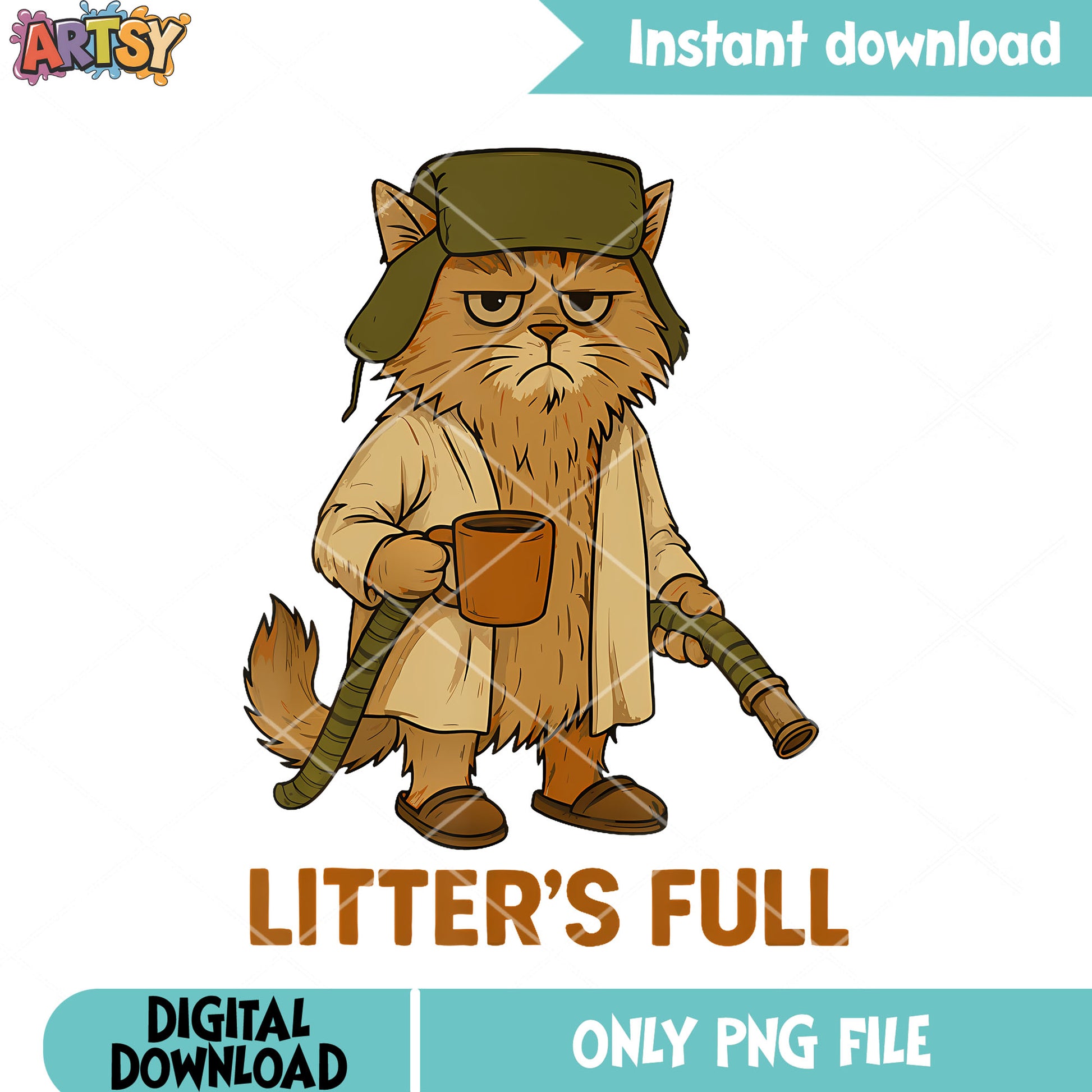 Litter is full png, funny cat meme png, merry christmas png