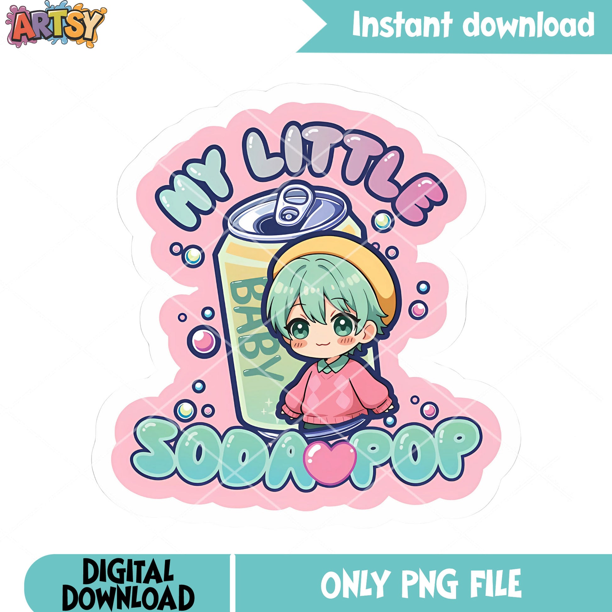 Little baby soda drink png, kpop demon hunters png, baby huntrix png