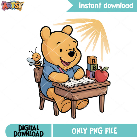 Little boo is learning png, vintage winnie pooh png, disney vibes png