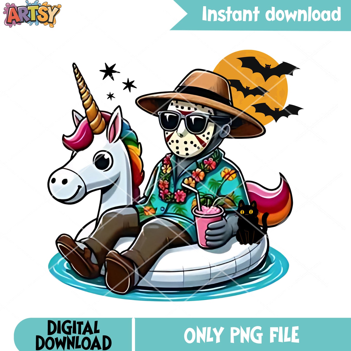 Little chibi jason png, summer vibes png,starry night png