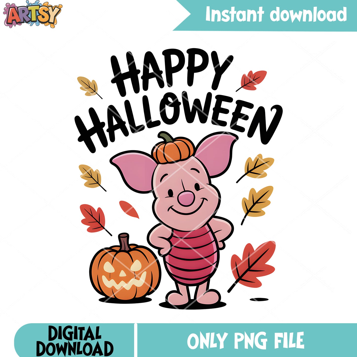 Little piglet jack lantern png, trick or treat png, disney piglet png