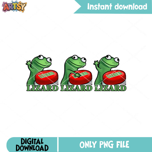 Lizard click red button png, lizard meme png, funny lizard png