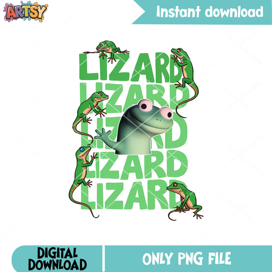 Lizard funny text design png, lizard meme png, funny lizard png