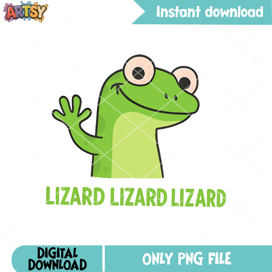 Lizard green say hi png, funny lizard png, lizard lizard lizard png
