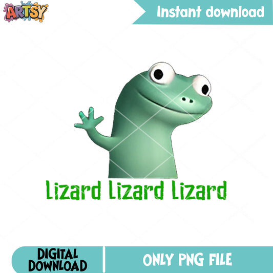Lizard hello meme png design, lizard lizard lizard png, tiktok lizard png