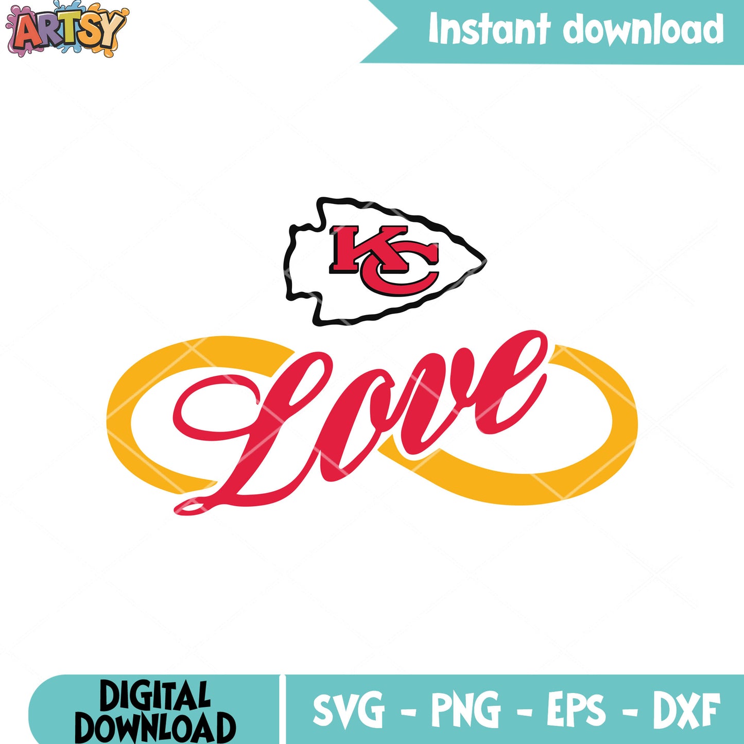 Logo arrowhead infinite love svg, kansas city chiefs svg, nfl svg