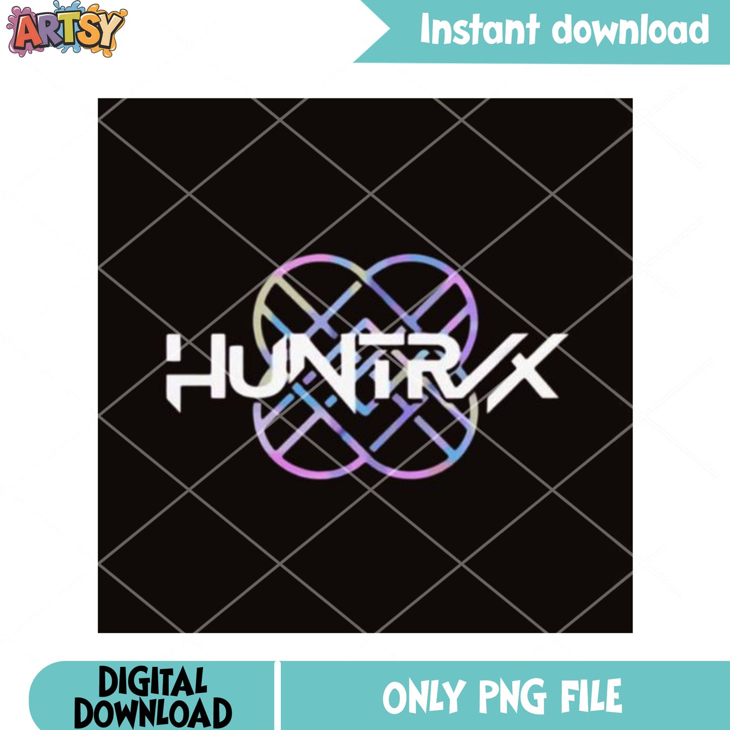 Logo black huntrix png, background black png, kpop logo black png