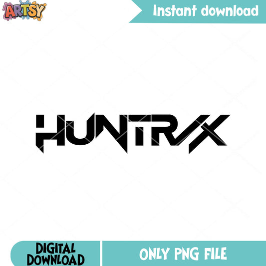 Logo huntrix black text png, logo design huntrix png, kpop png