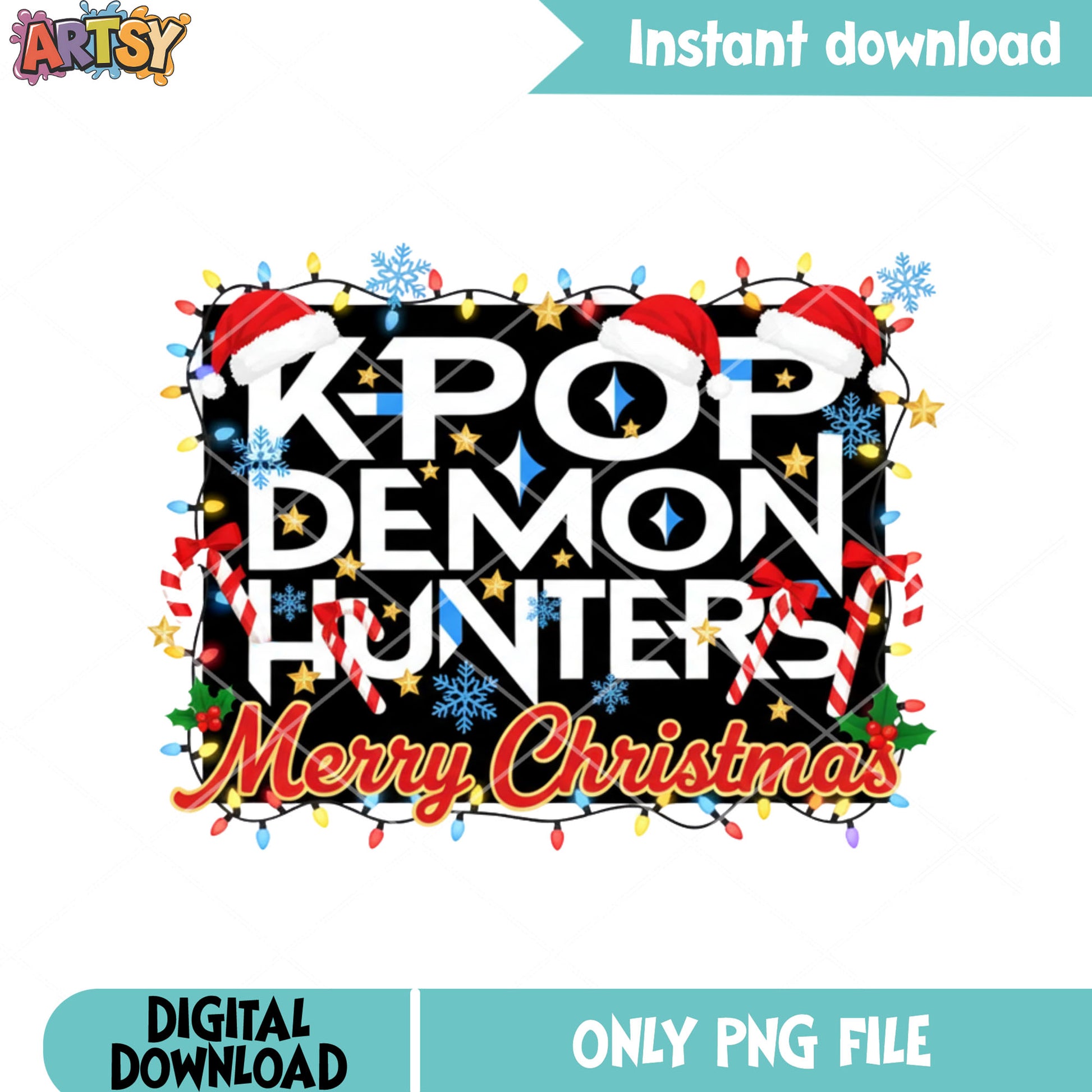 Logo kpop christmas png, kpop demon hunters png, happy christmas png