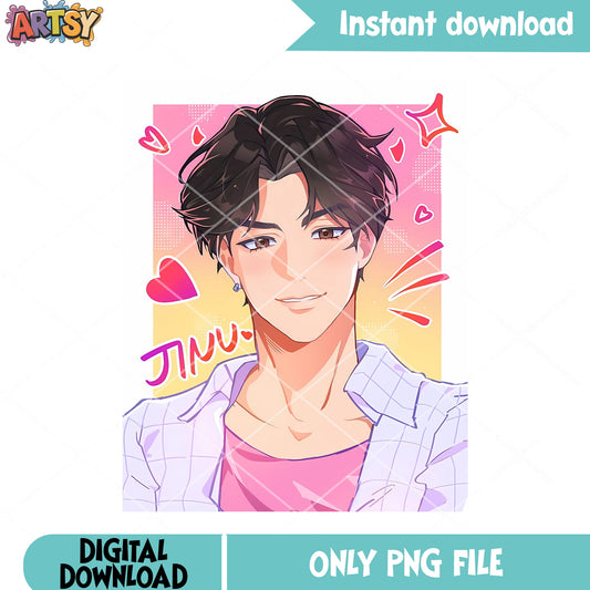 Logo member jinu saja boys png, kpop style anime png, jinu kpop png