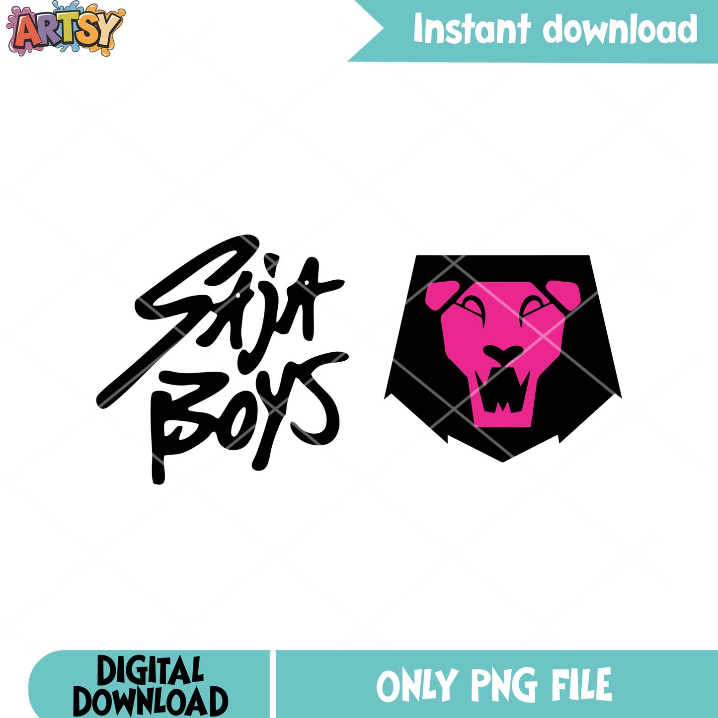 Logo saja boys black pink png, pink lion png, black saja boys png