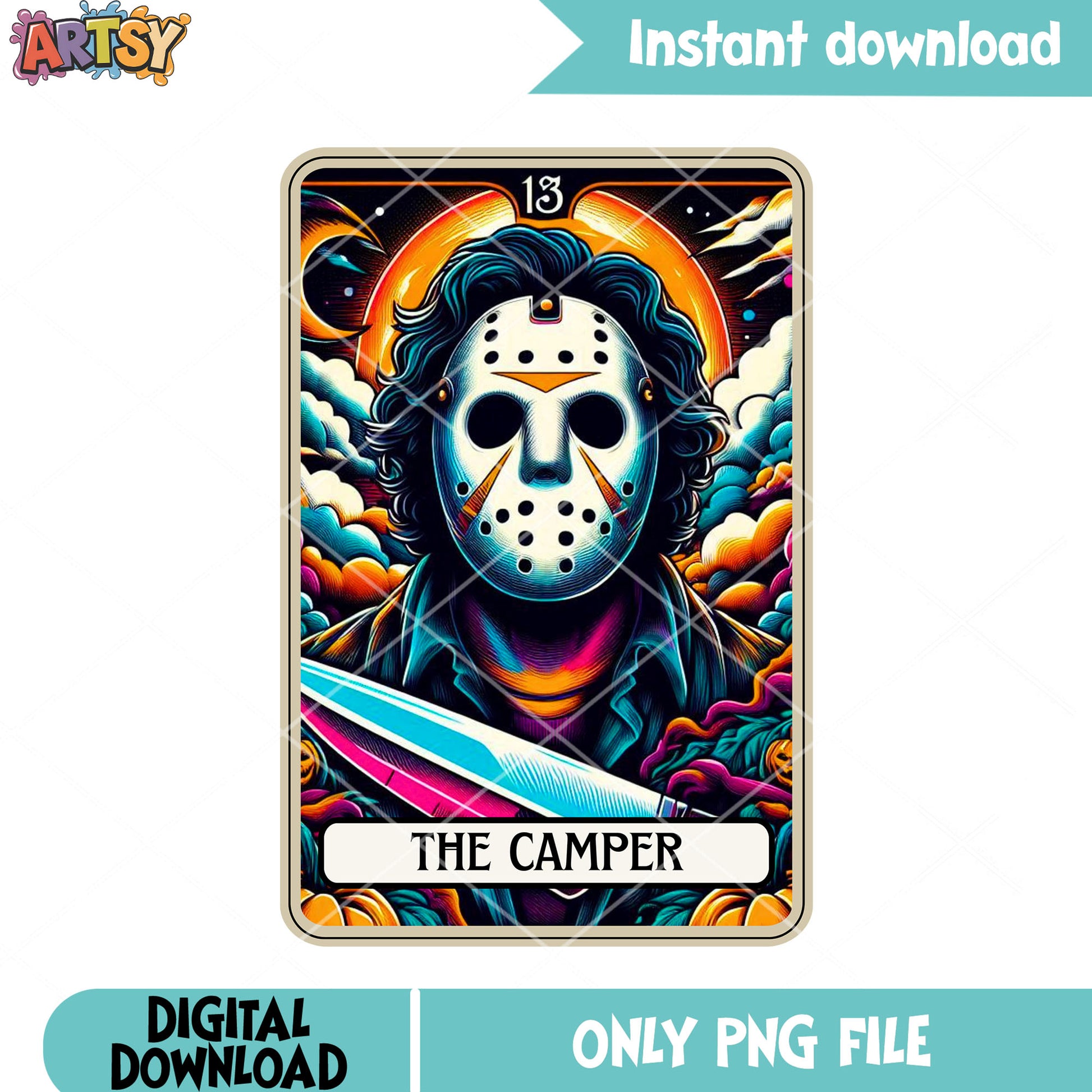 Long hair Jason the killer png, mystical card png, Friday the 13th png