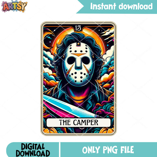 Long hair Jason the killer png, mystical card png, Friday the 13th png