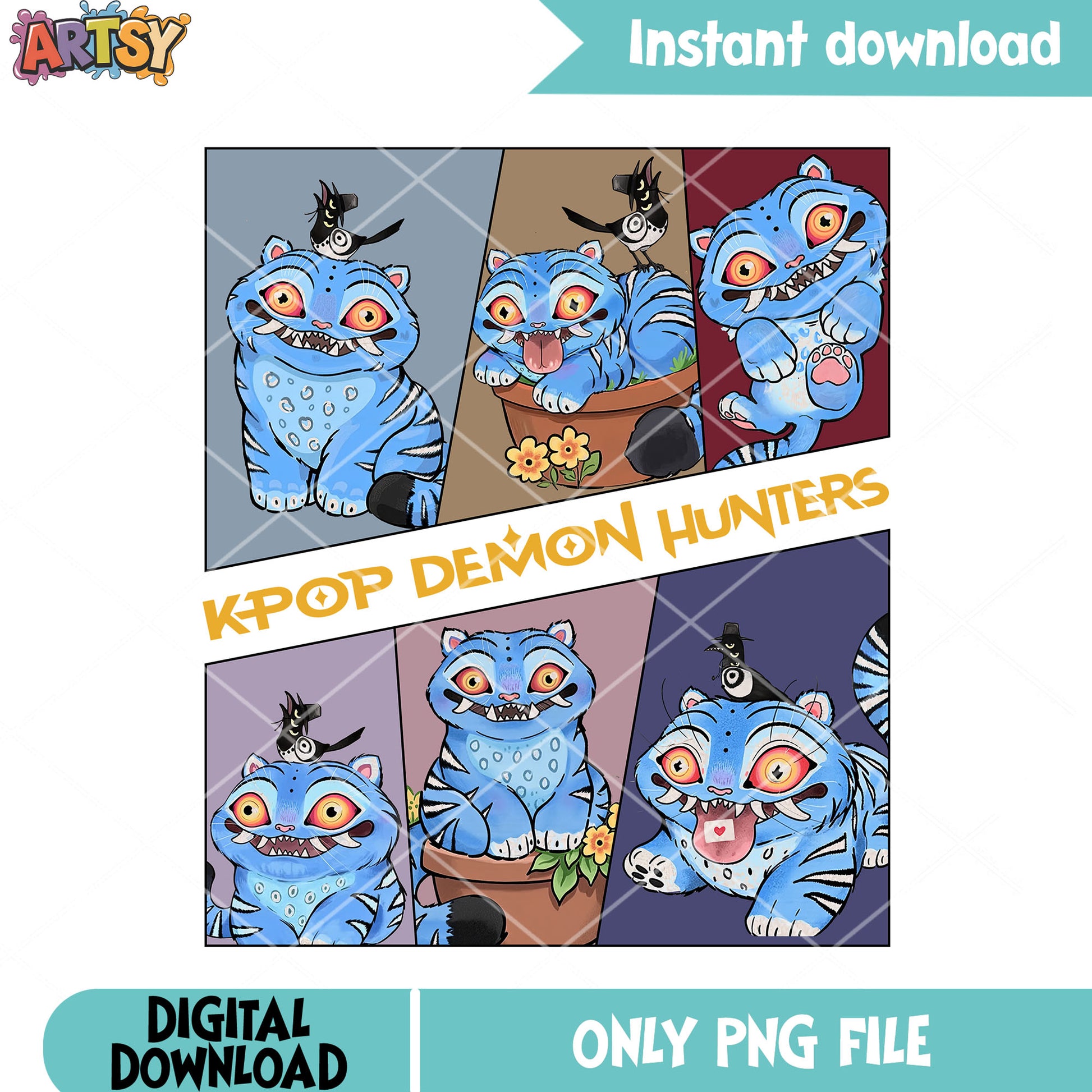 Loral spooky blue tiger png, derpy tiger png, kpop movie png