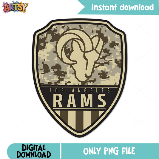 Los Angeles Rams Camo Shield PNG, NFL Football PNG, Military PNG