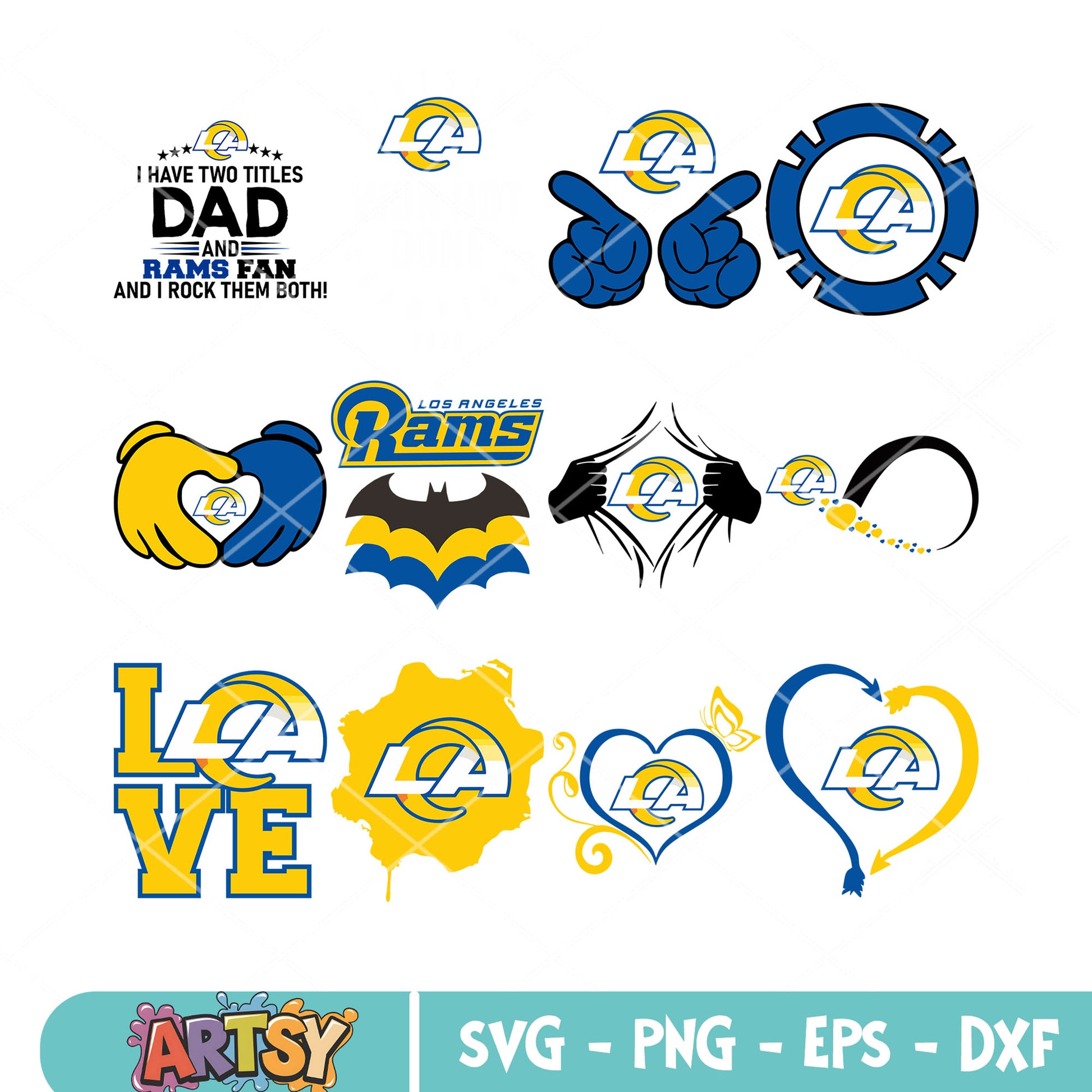 Los angeles rams in my heart bundle svg, batman svg, nfl teams svg