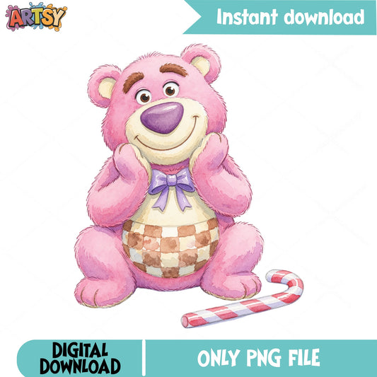 Lotso Bear Christmas Watercolor PNG, Toy Story PNG, Disney PNG