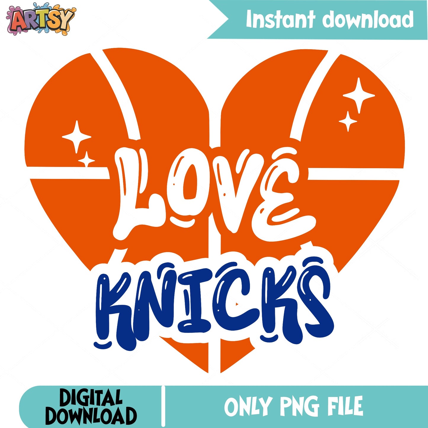 Love Knicks Basketball Heart PNG, Knicks Fan Shirt, NBA PNG