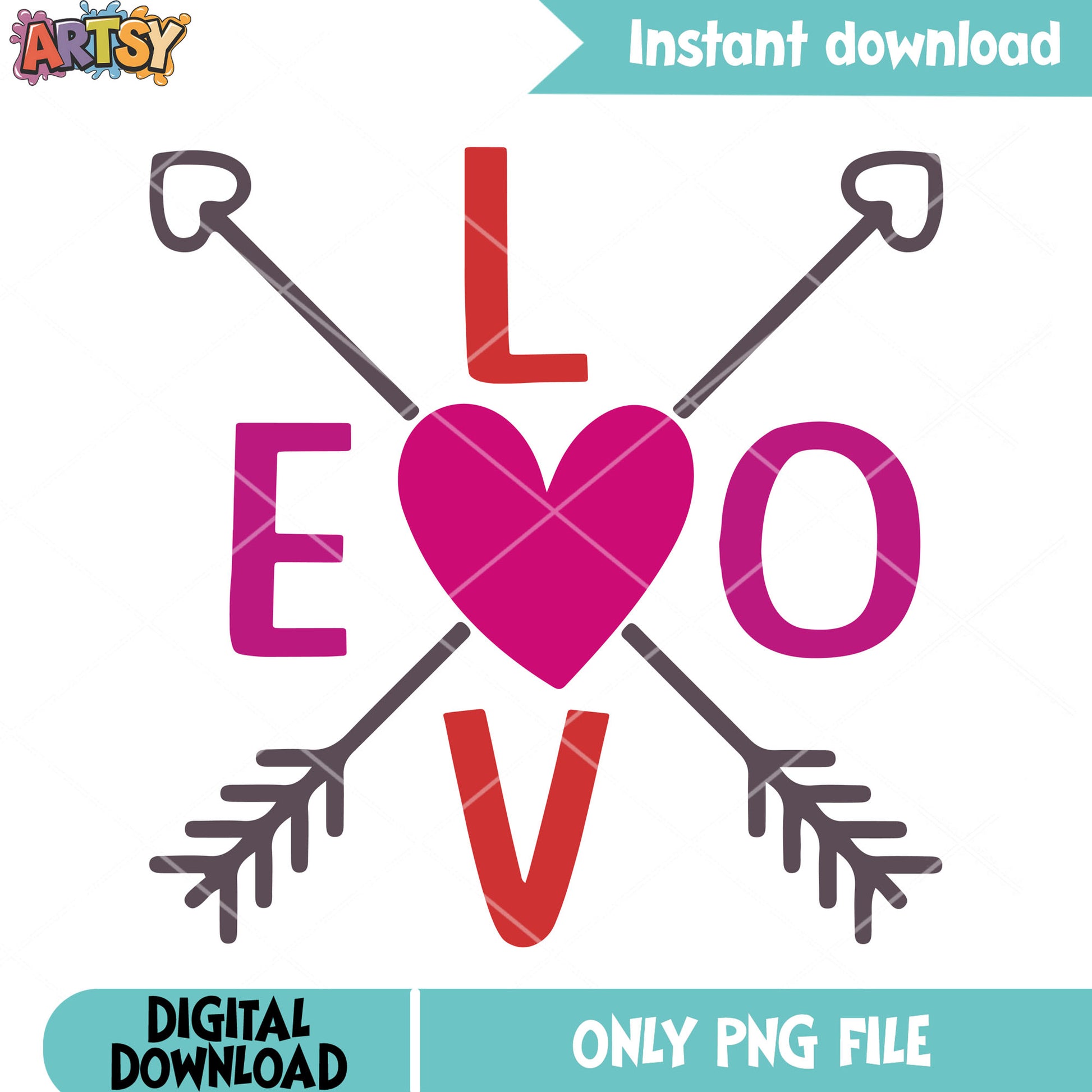 Love and arrow valentines png, love vibes png, valentines vibes png