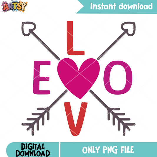 Love and arrow valentines png, love vibes png, valentines vibes png
