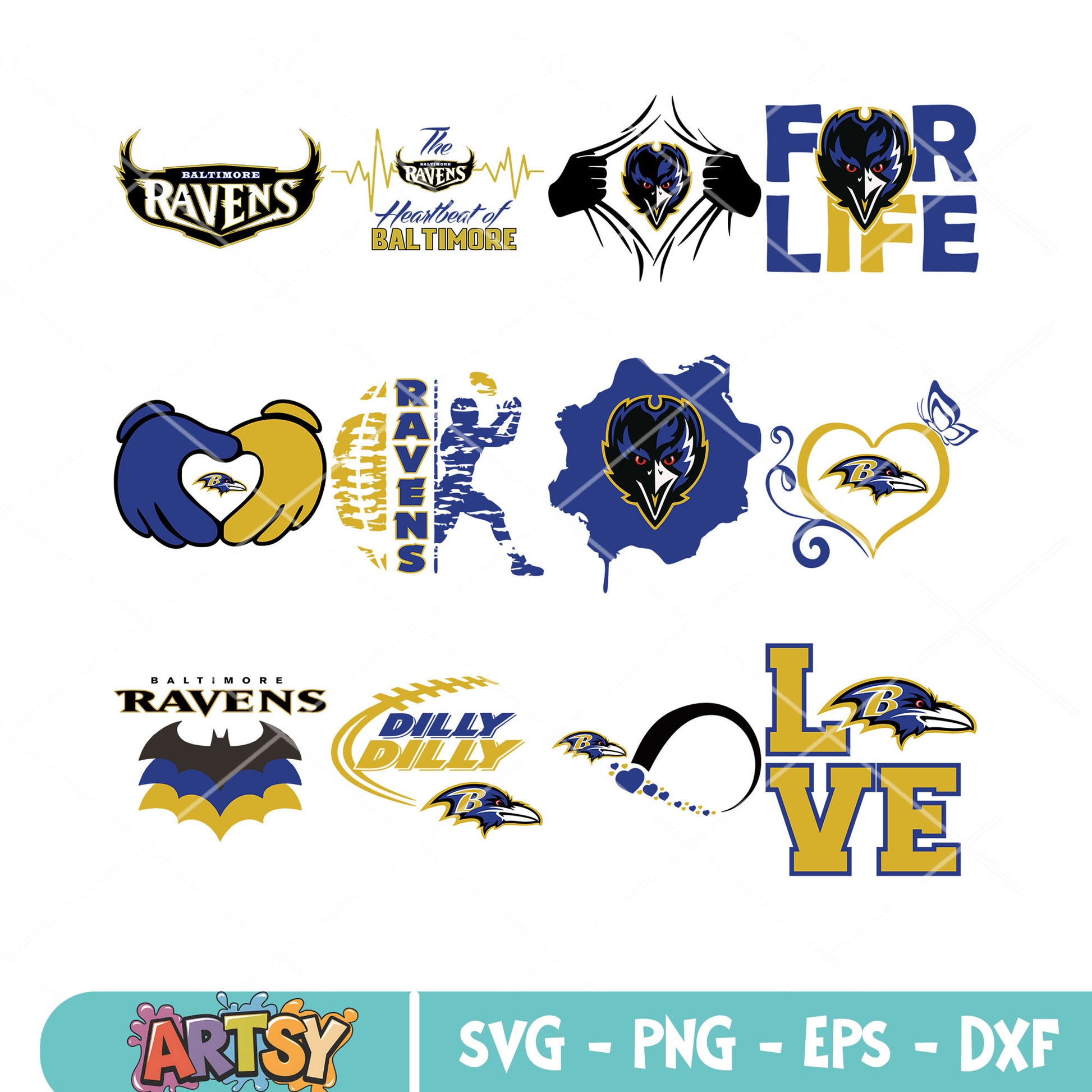 Love baltimore ravens bundle svg, national football leauge svg, batman svg 