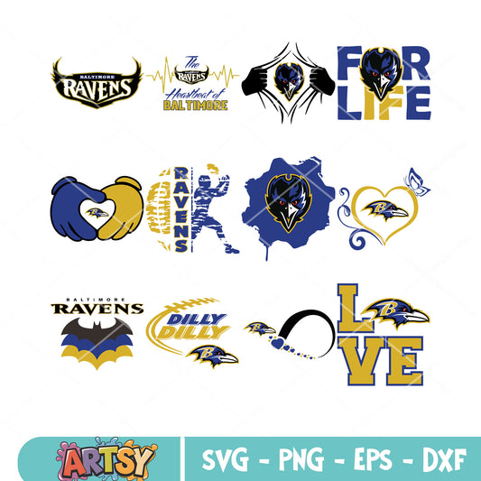 Love baltimore ravens bundle svg, national football leauge svg, batman svg 