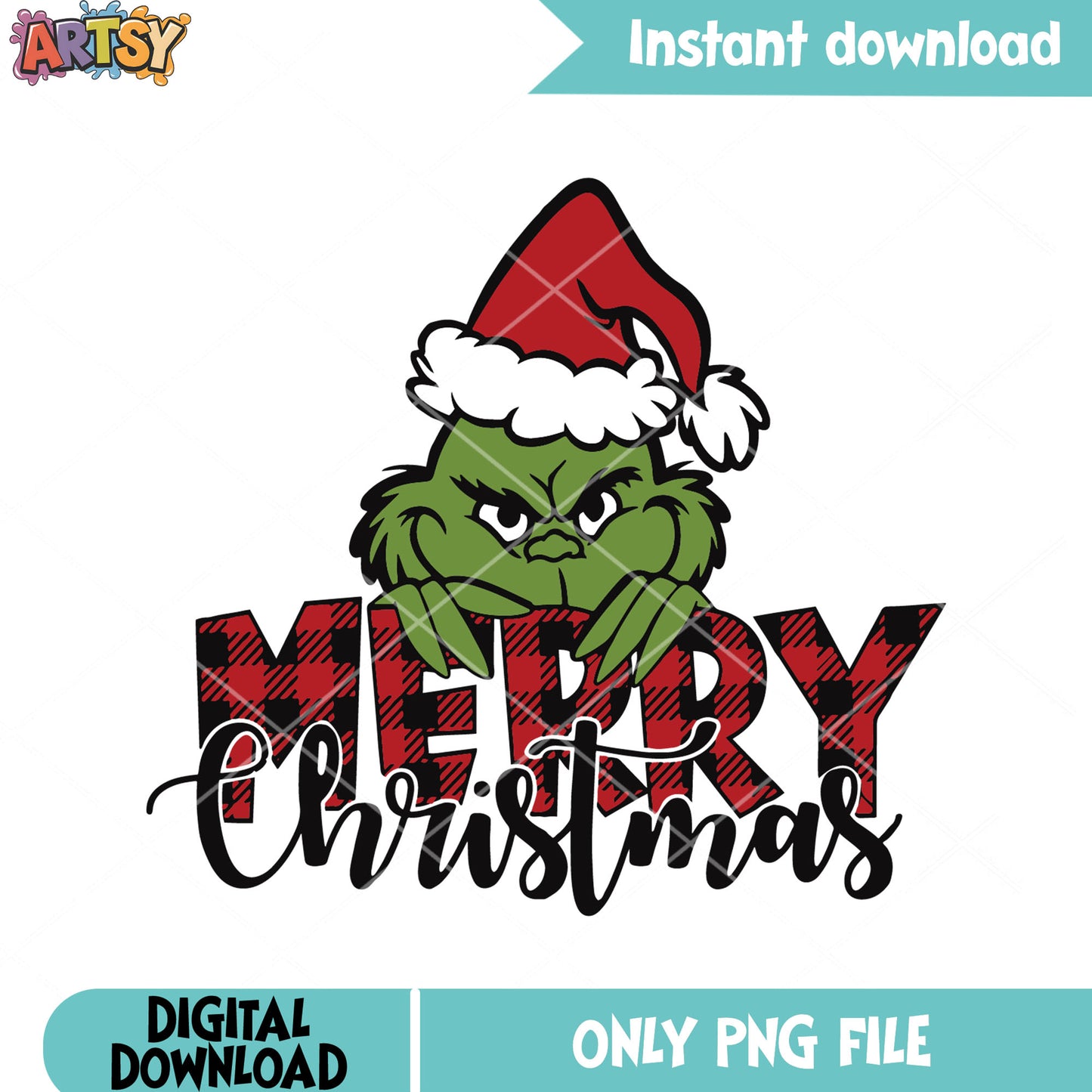 Love christmas santa monster png, santa hat png, grinch face png
