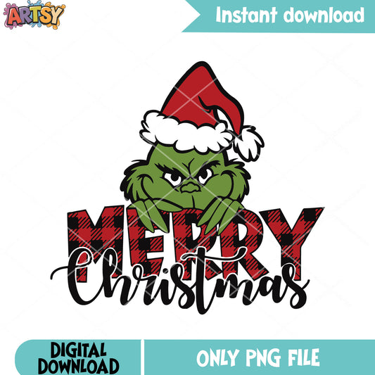 Love christmas santa monster png, santa hat png, grinch face png
