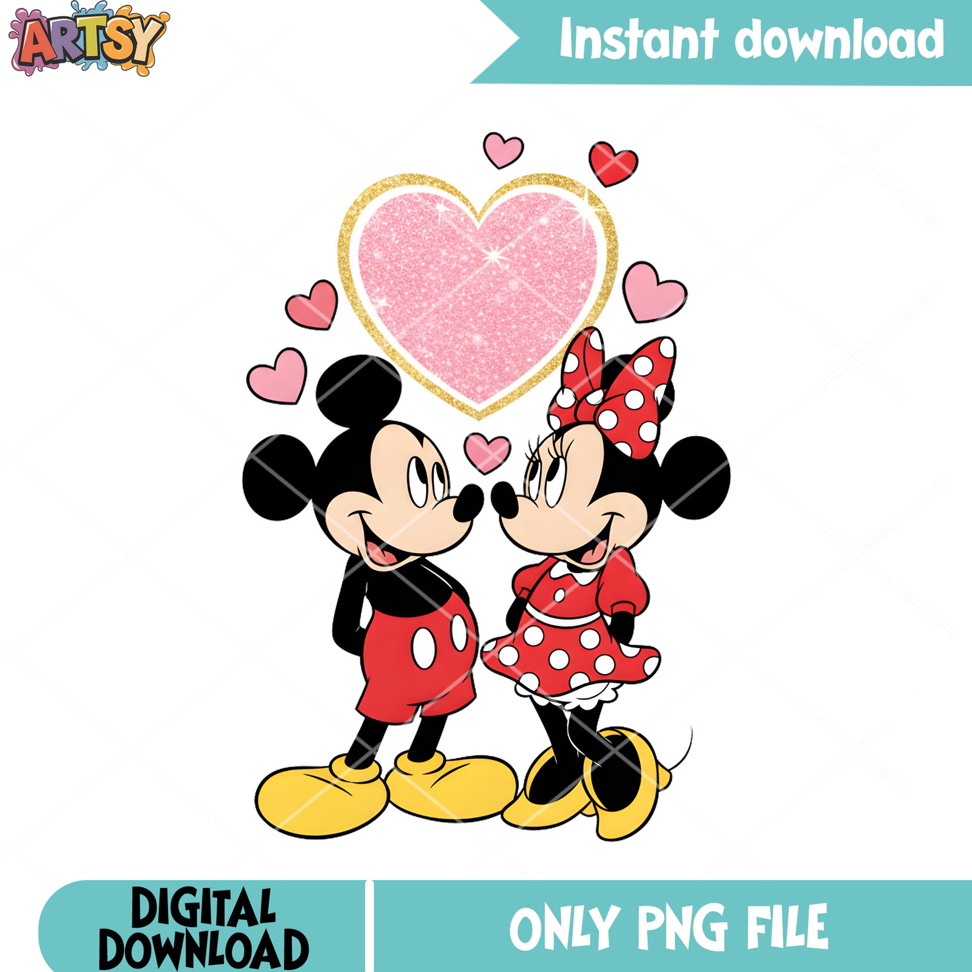 Love couple disney png, valentine vibes png, mickey mouse png
