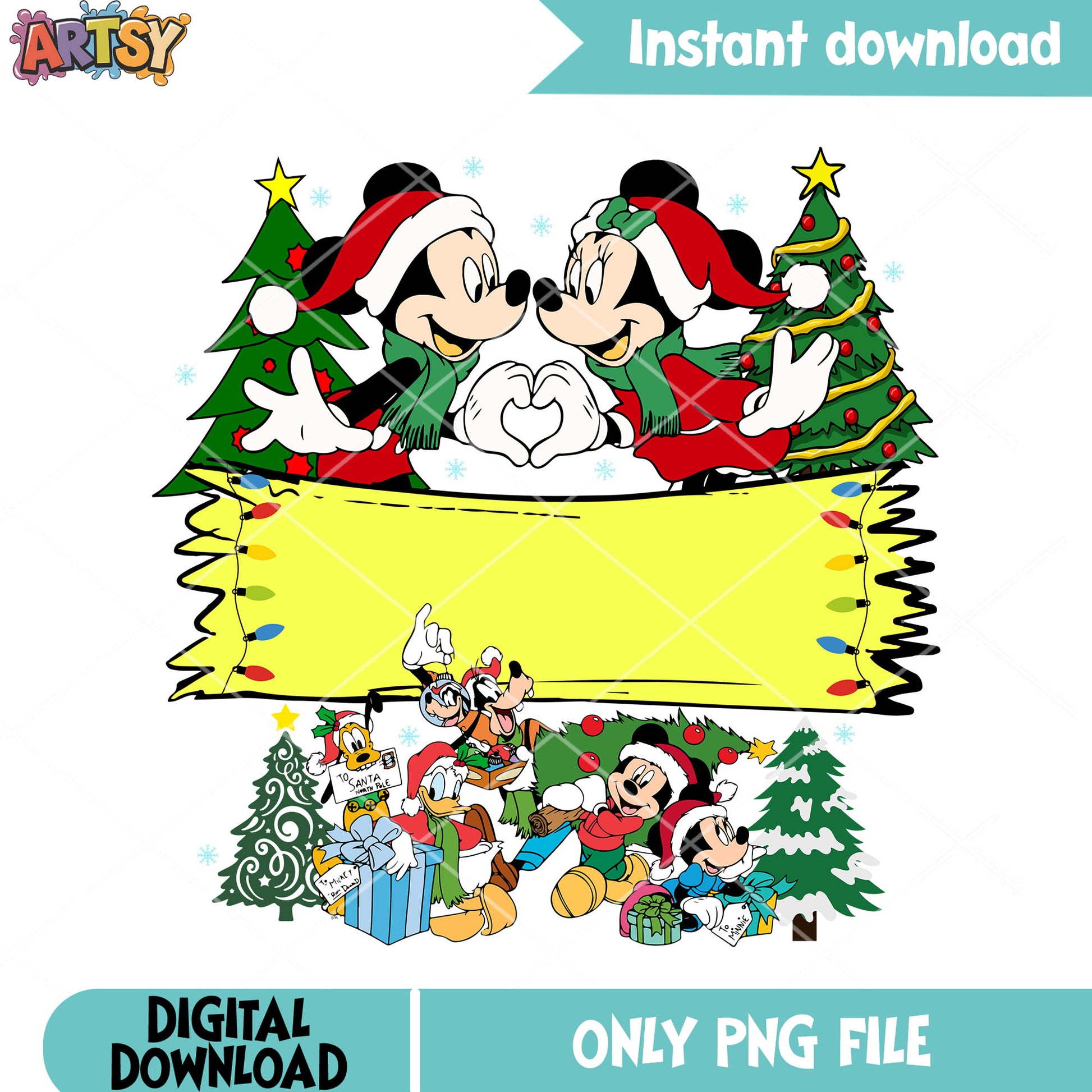 Love couple xmas disney png, merry christmas png, mickey and friends png