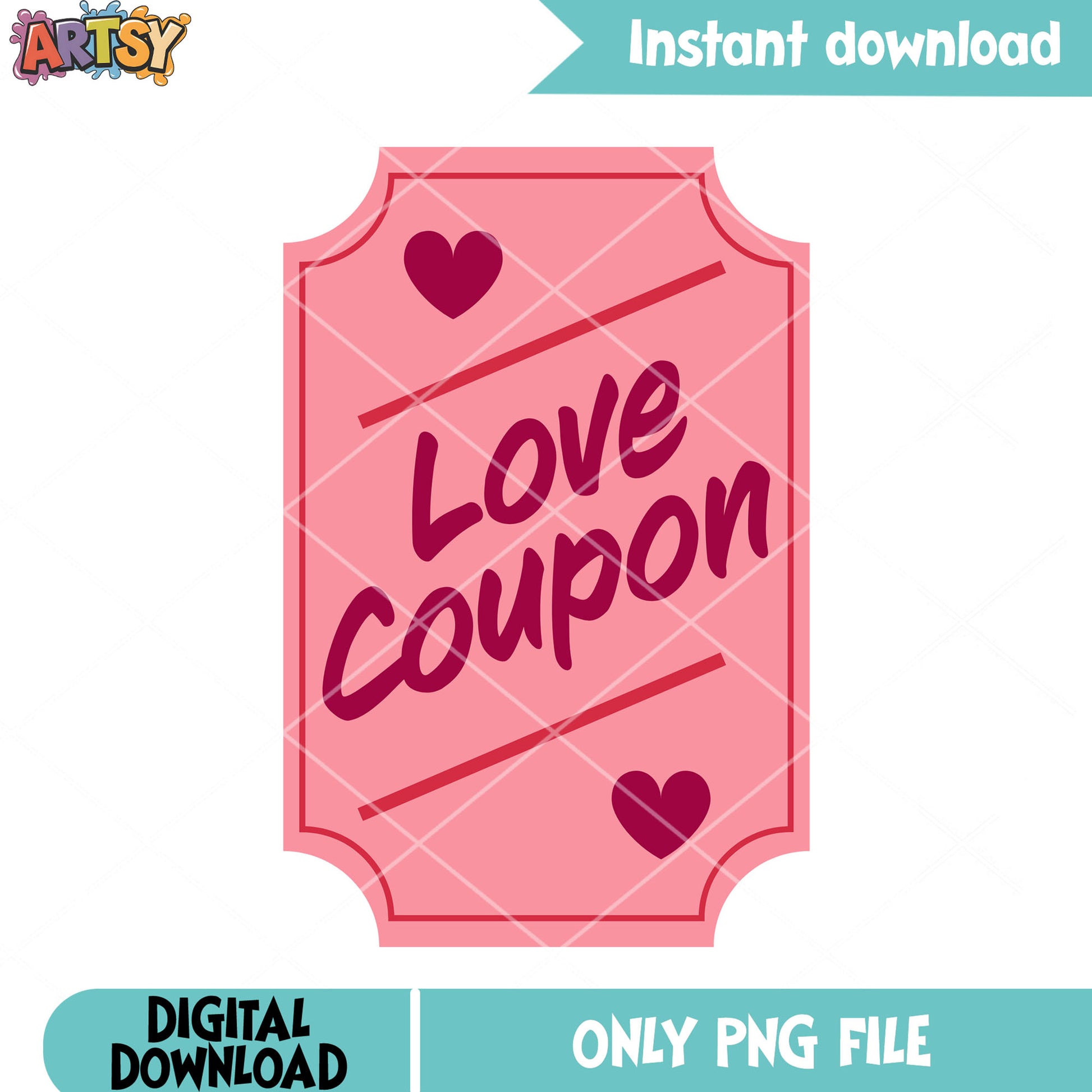 Love coupon valentines png, valentines gifts png, love vibes png