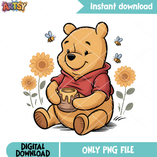Love flower pooh winnie png, sunflower png, winnie the pooh png