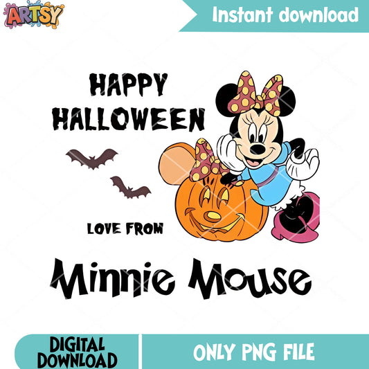 Love from minnie mouse png, jack o lantern png, disney character png