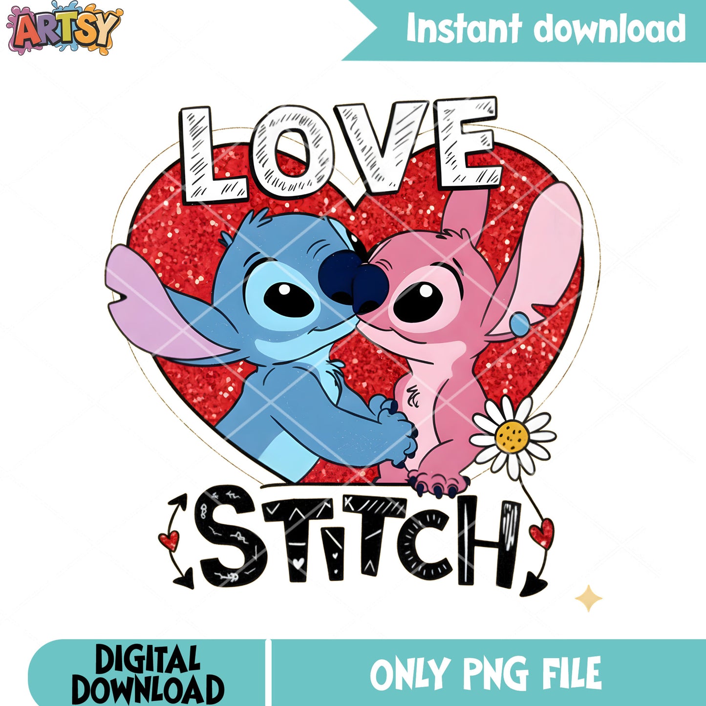 Love heart stitch angel png, love vibes png, valentine heart png