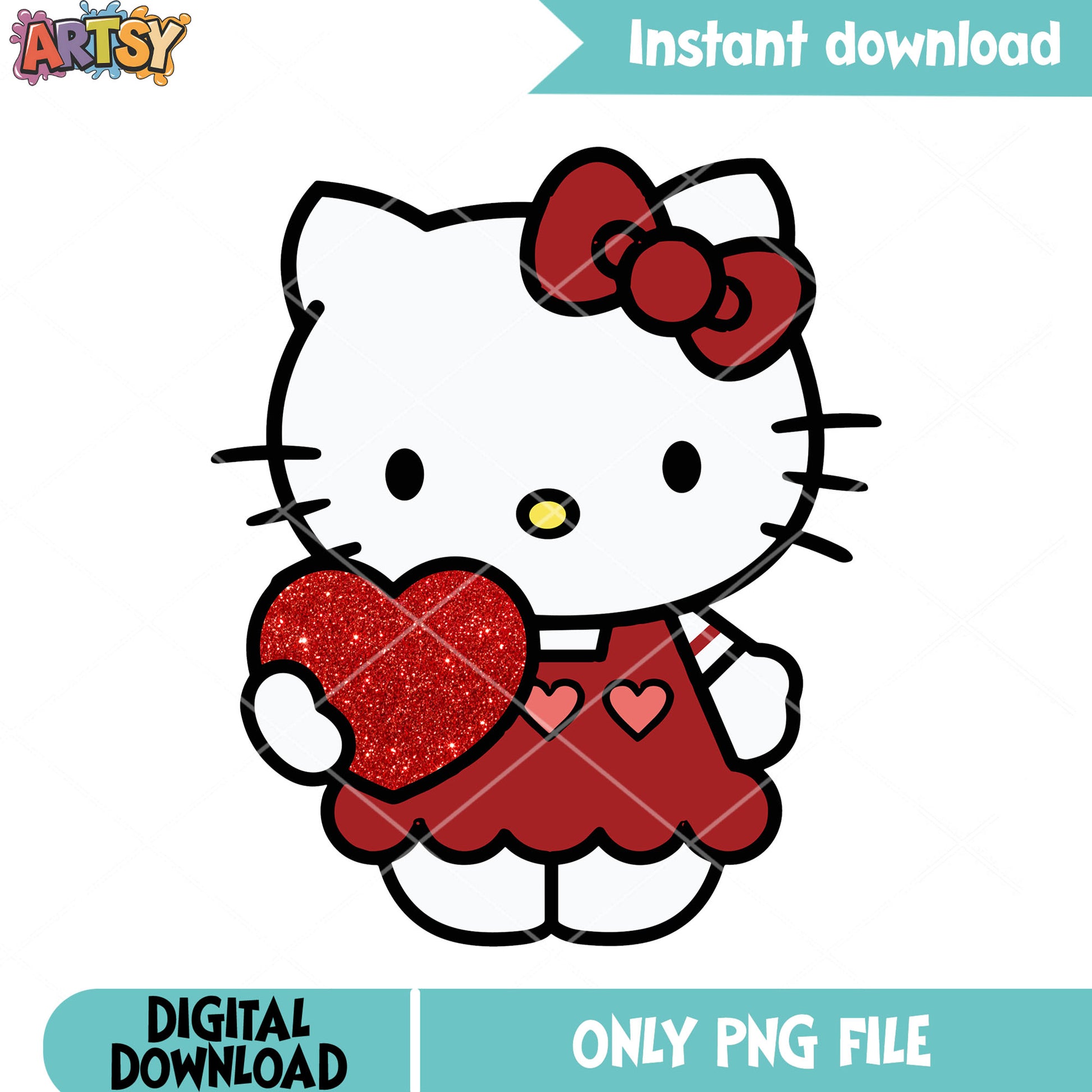 Love hello kitty heart png, hello kitty png, valentine heart png