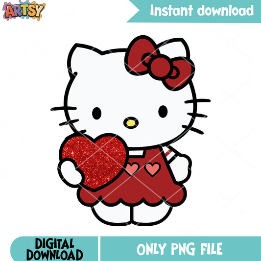 Love hello kitty heart png, hello kitty png, valentine heart png