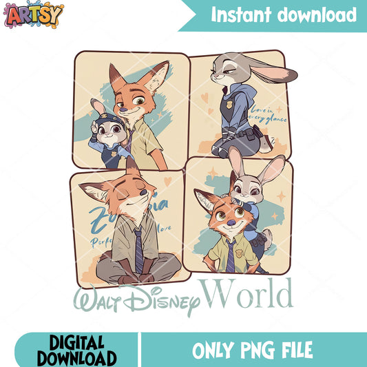 Love in every galnce png, couple zootopia png, nick and judy png